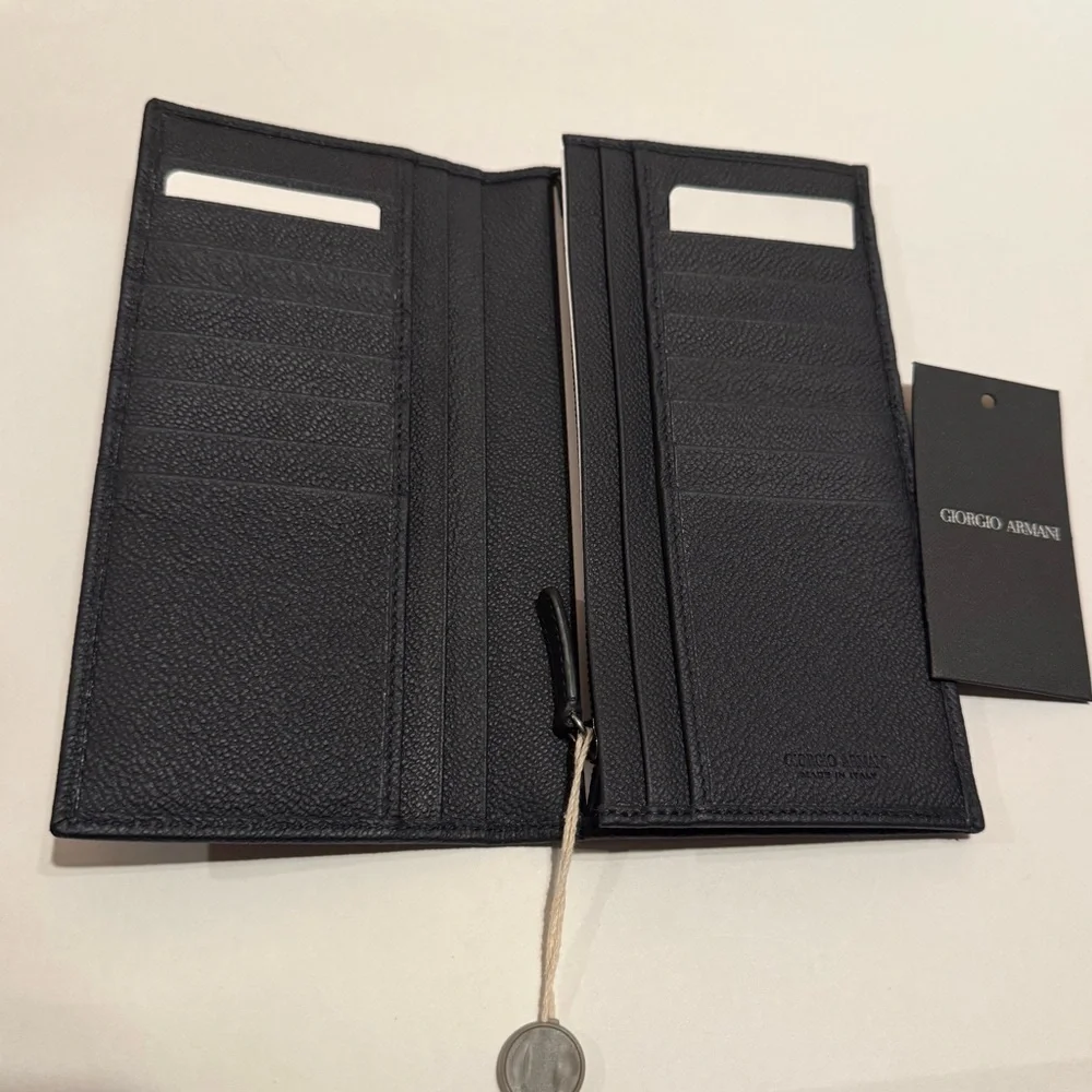 NWT $727 GIORGIO ARMANI Large Leather Wallet - Document Holders for Men